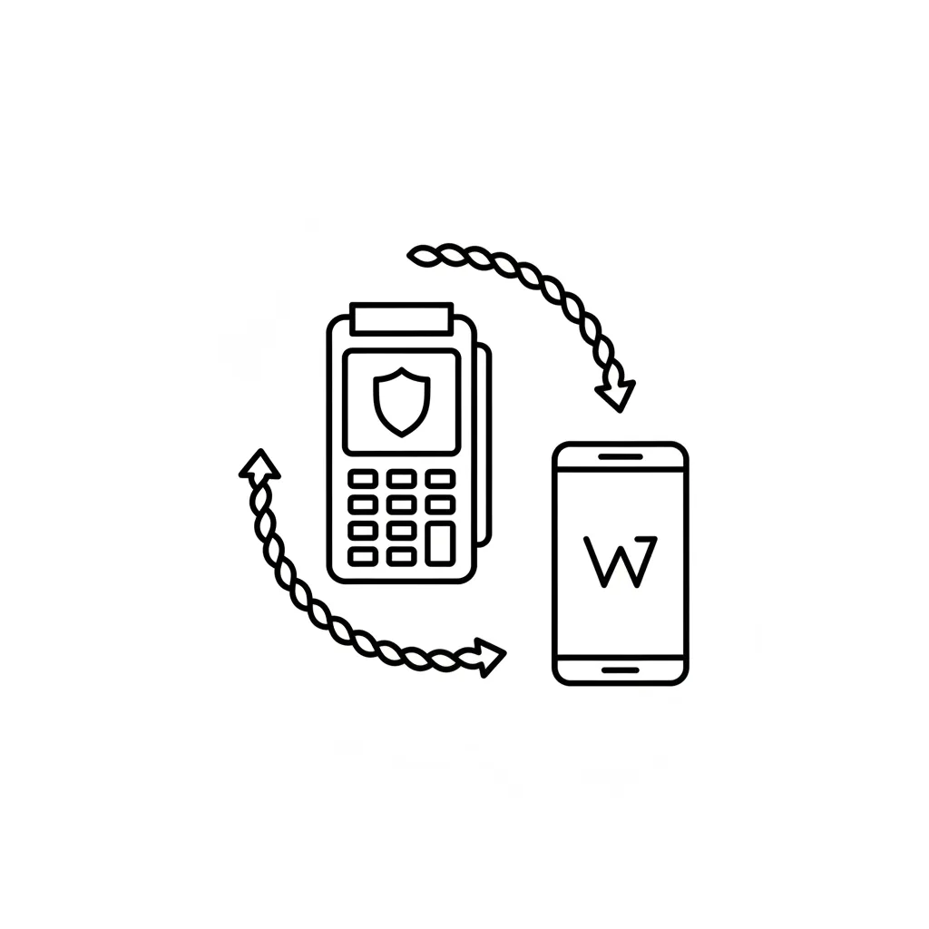 A secure payment terminal connecting to a digital wallet