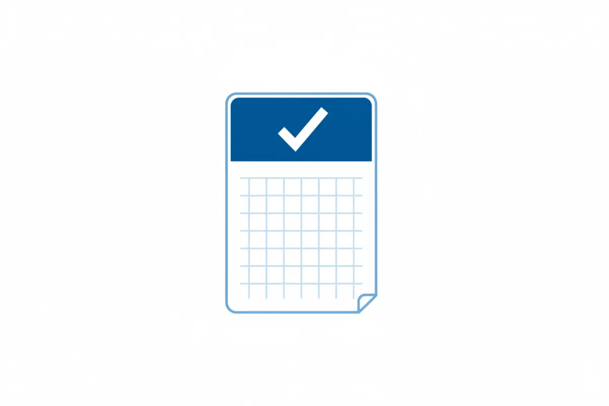 A stylized document icon with a blue header and a checkmark, representing legal agreements and clarity in service terms.
