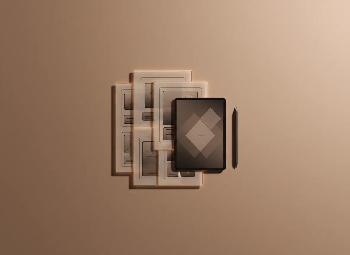 Elegant digital wireframes on a neutral surface