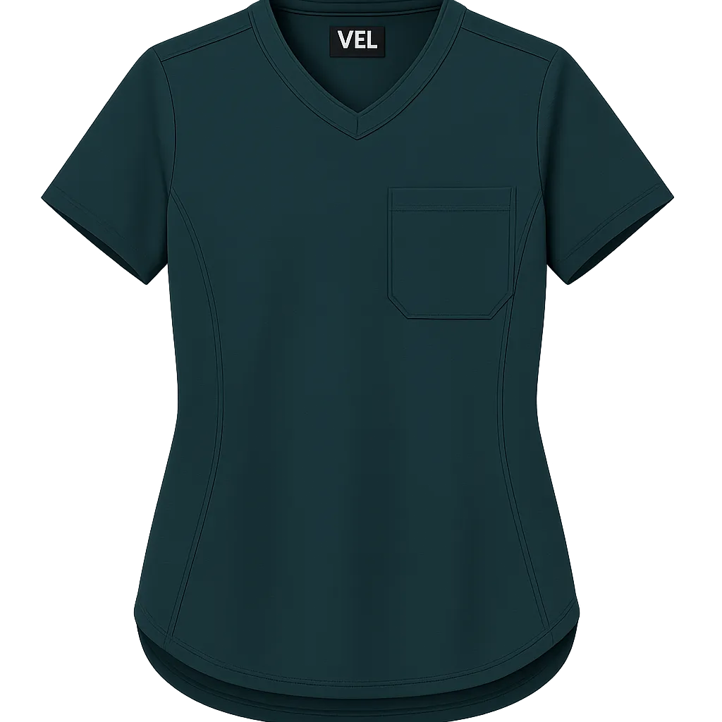VEL Technical Jogger Scrub Top with tailored fit and chest pocket