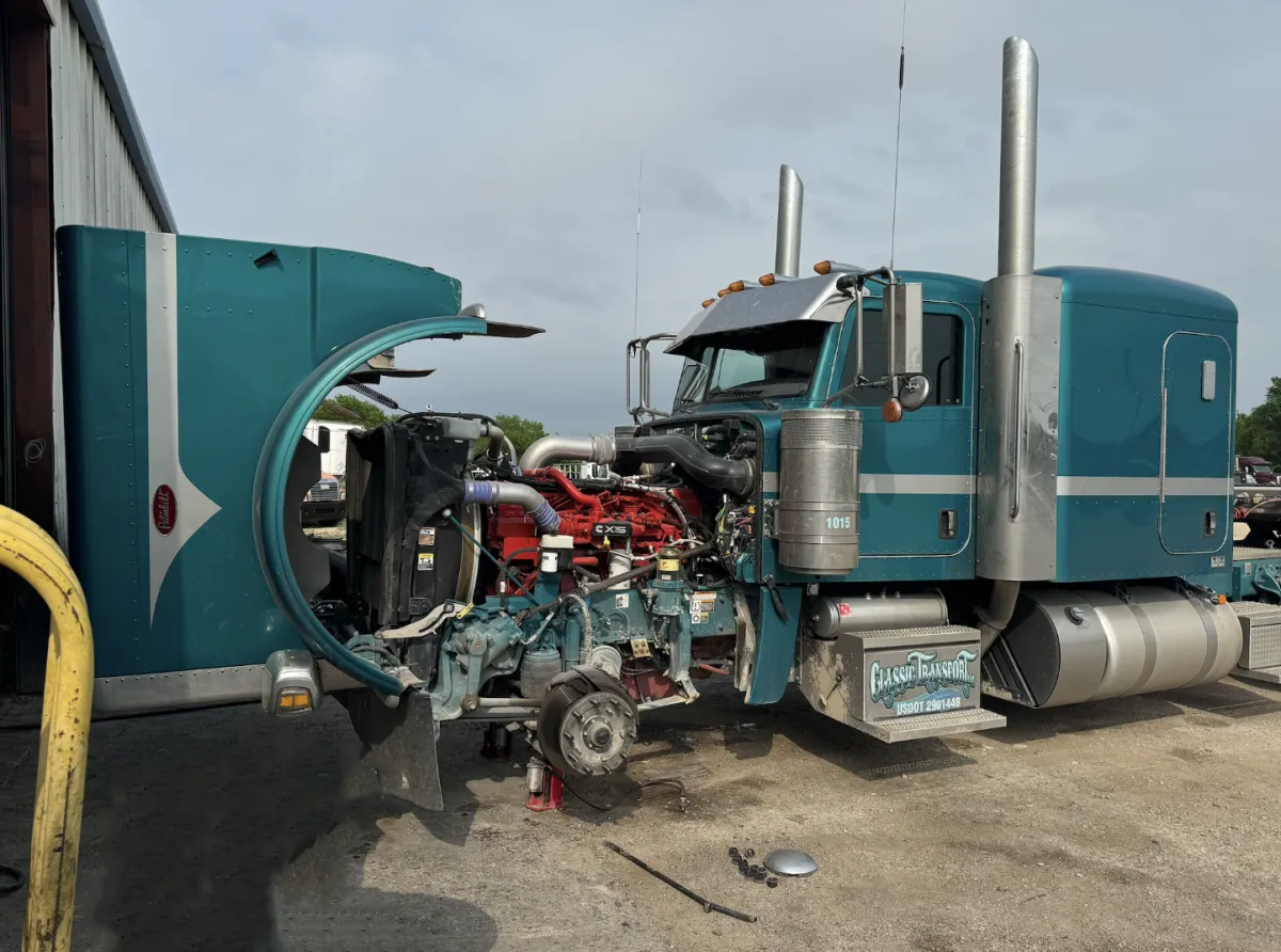 PACCAR engine teardown in shop