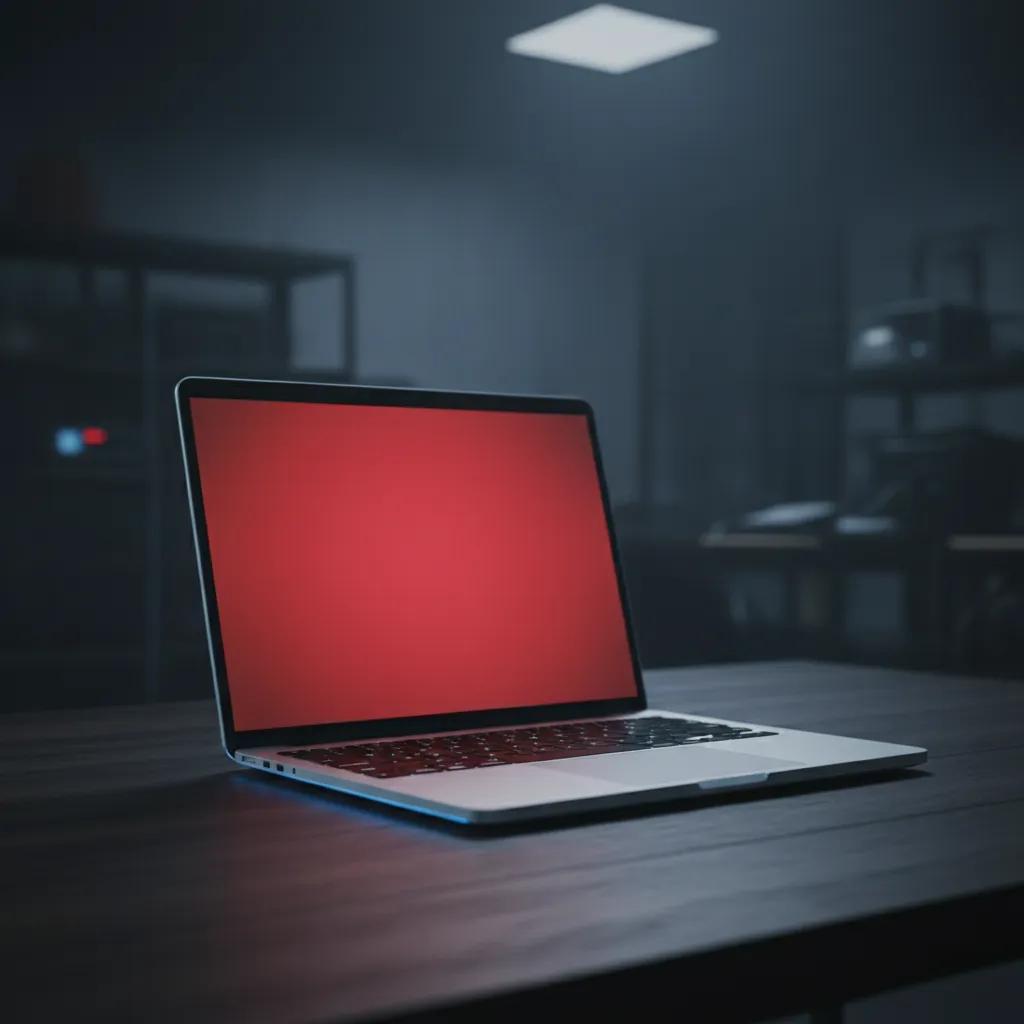 Student looking stressed at a laptop with a plagiarism warning on the screen
