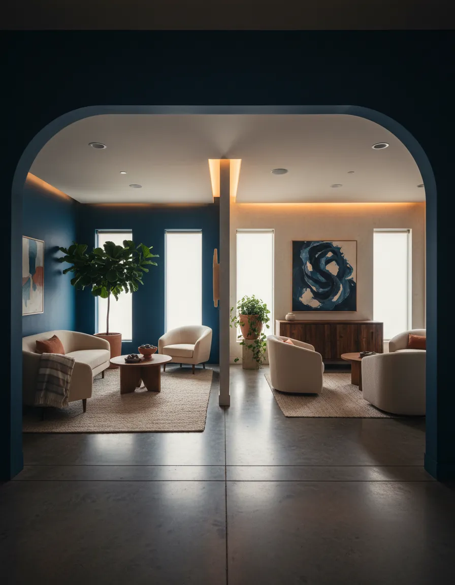 Secure, private and comfortable therapy room interior