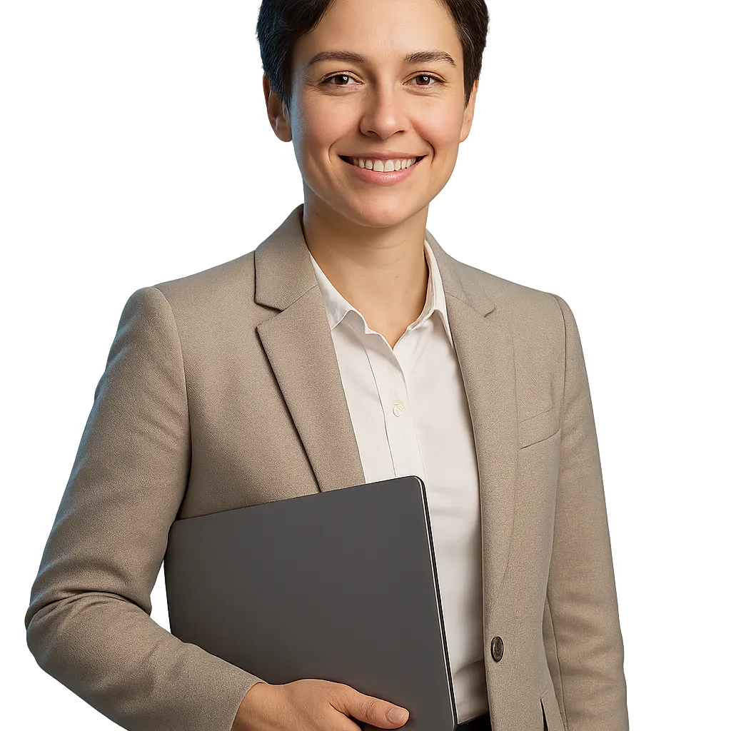 Confident certified GoHighLevel agency expert working in modern workstation
