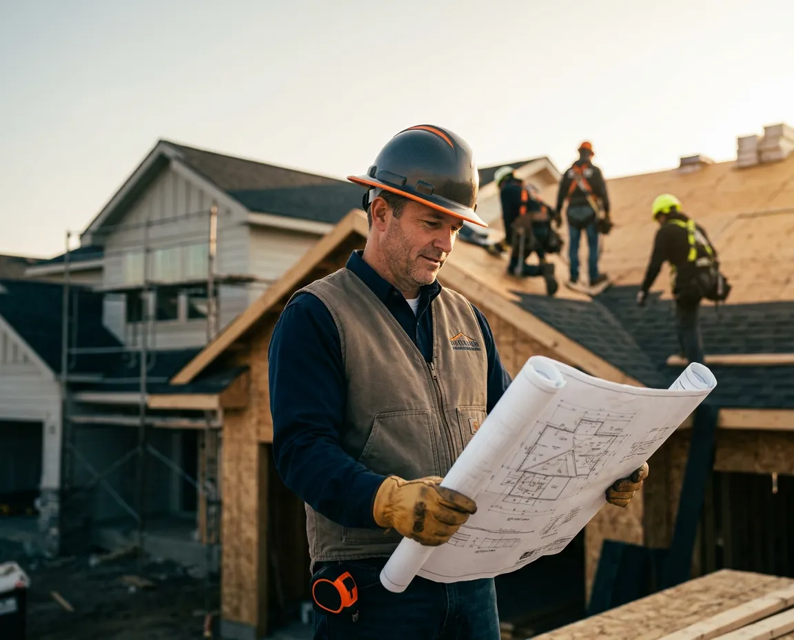 Active American residential home remodeling and roofing installation construction site