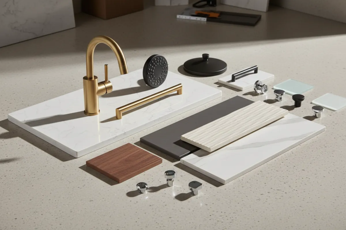 Échantillons de matériaux de salle de bain — sans visages