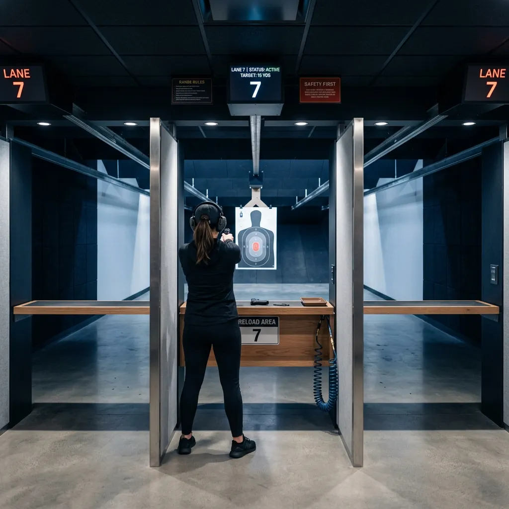 Modern indoor shooting range lane facility and target system