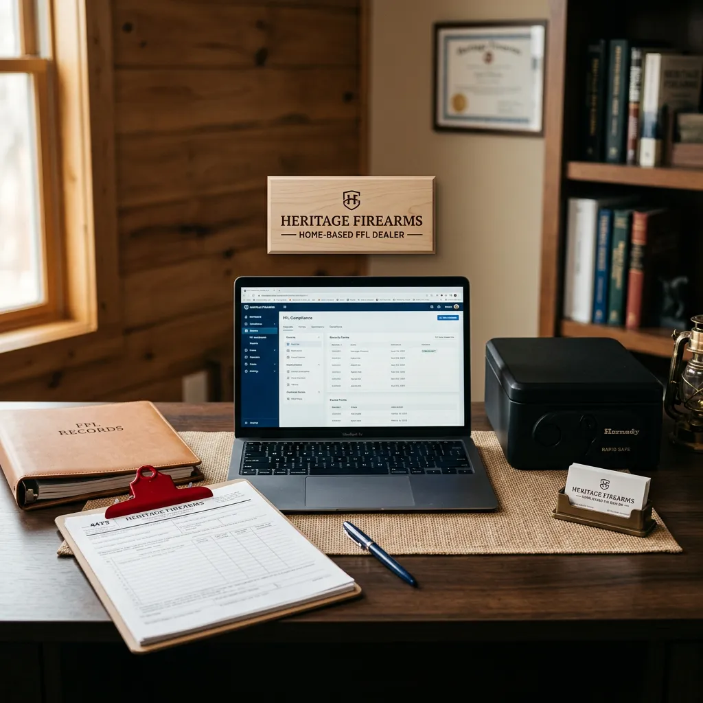 Independent home based FFL dealer desk and computer setup