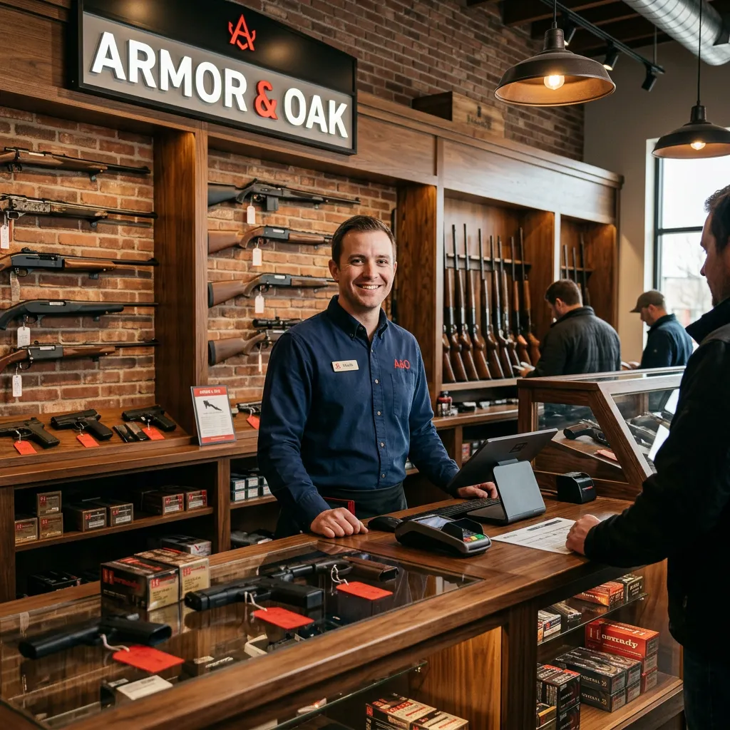 Brick and mortar firearm retail showroom showcase