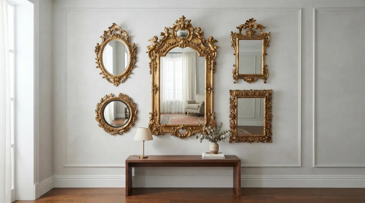 Antique Mirrors collection highlighting ornate giltwood and baroque wall mirrors