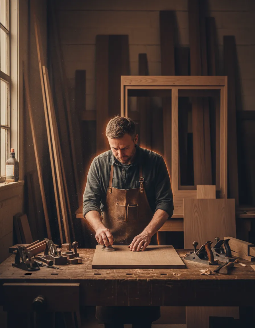 Craig Lamberton working on joinery in his workshop