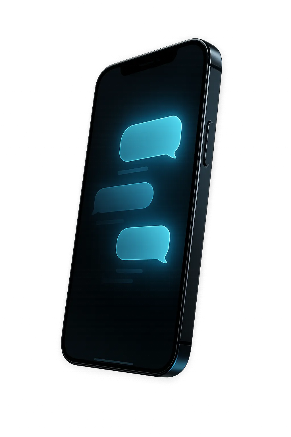 Smartphone cutout showcasing automated AI lead booking text conversation