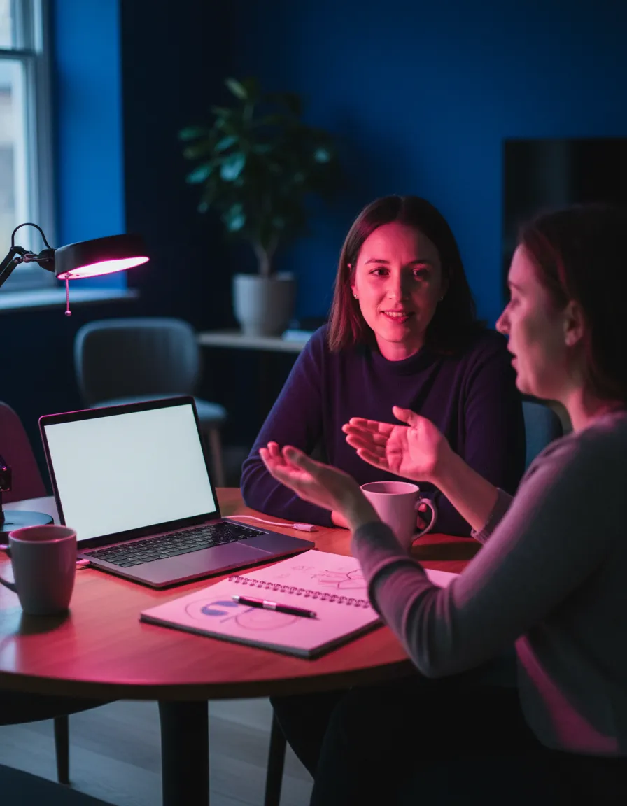 Coach and client in a focused 1-on-1 strategy session