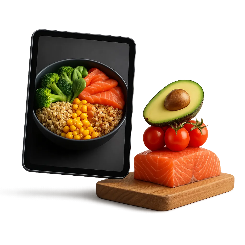 Dailyn Marcano junto al ebook digital de 120 Recetas Sin Hambre