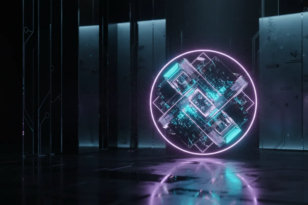 Abstract geometric AI concept visualizing safe data processing