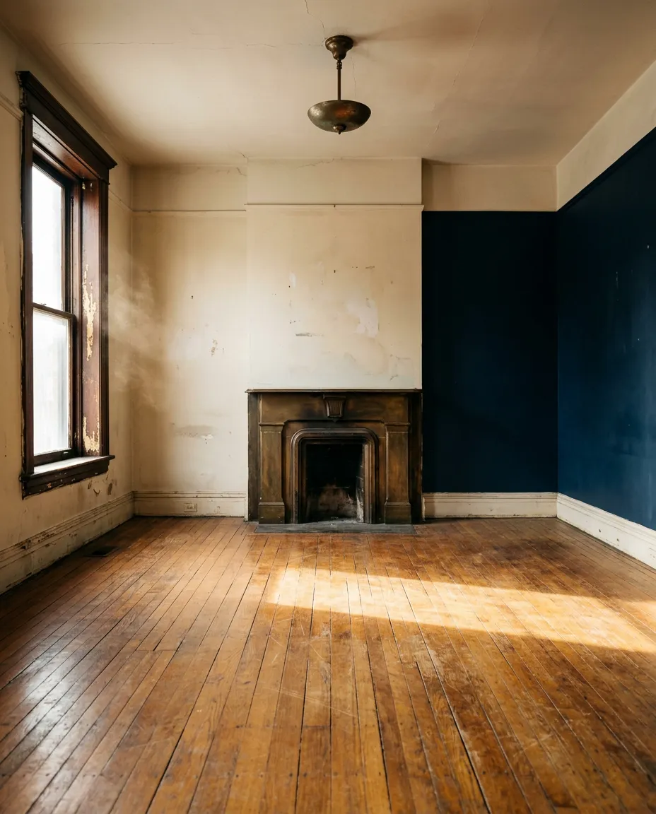 Aging residential property interior in need of cosmetic and structural updates
