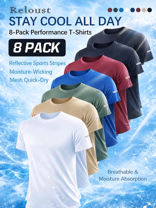 Men's 8 Pack Workout Shirts