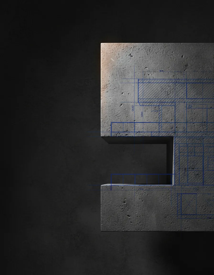 Professional architectural structure in black and white with technical precision