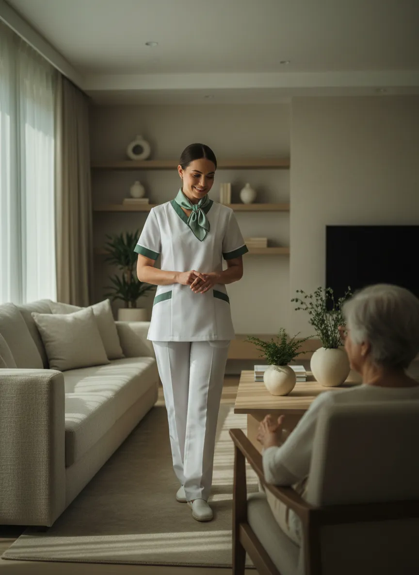 Profesional de enfermería atendiendo en un ambiente relajado