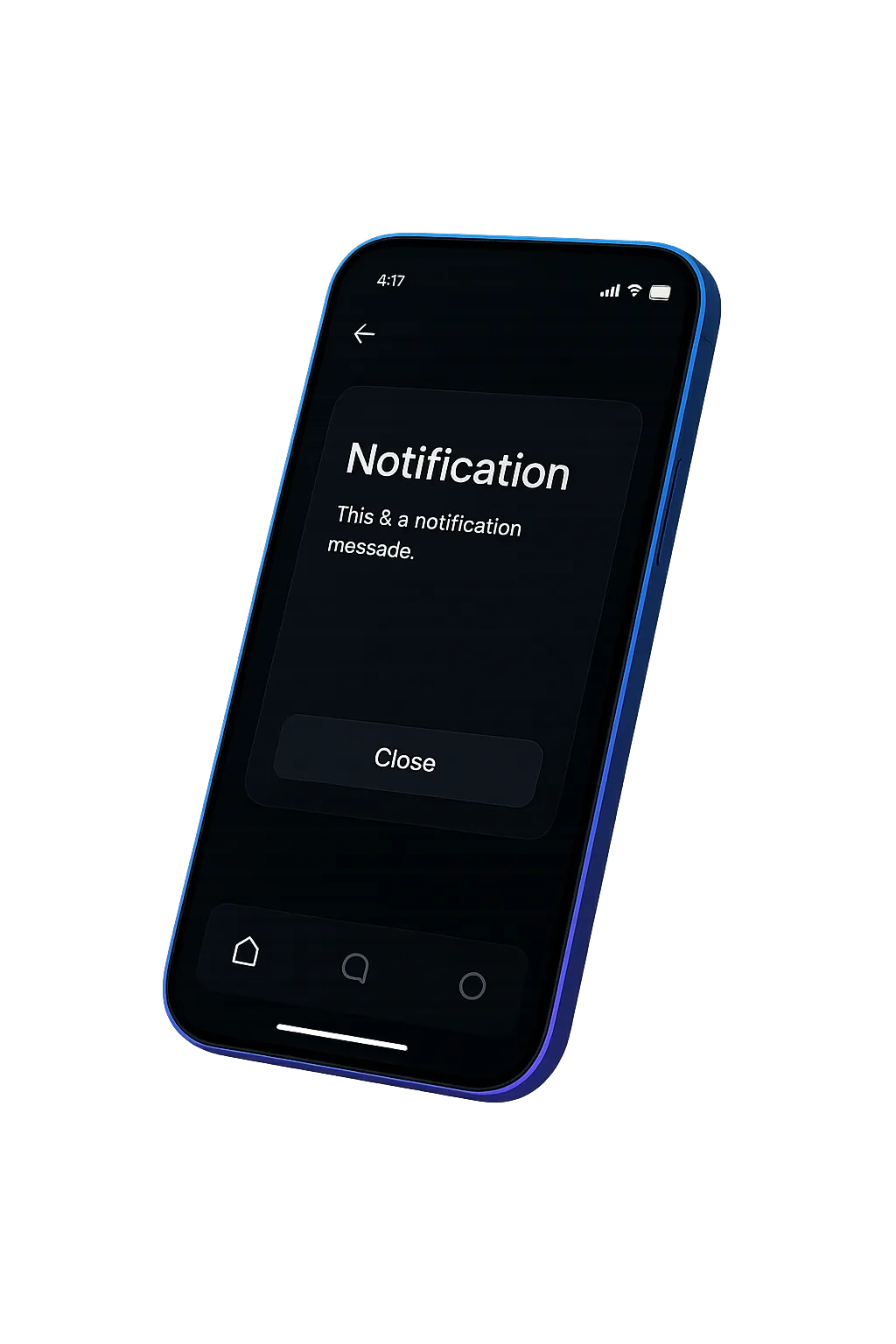 Glowing mobile app mockup displaying missed call text-back automation