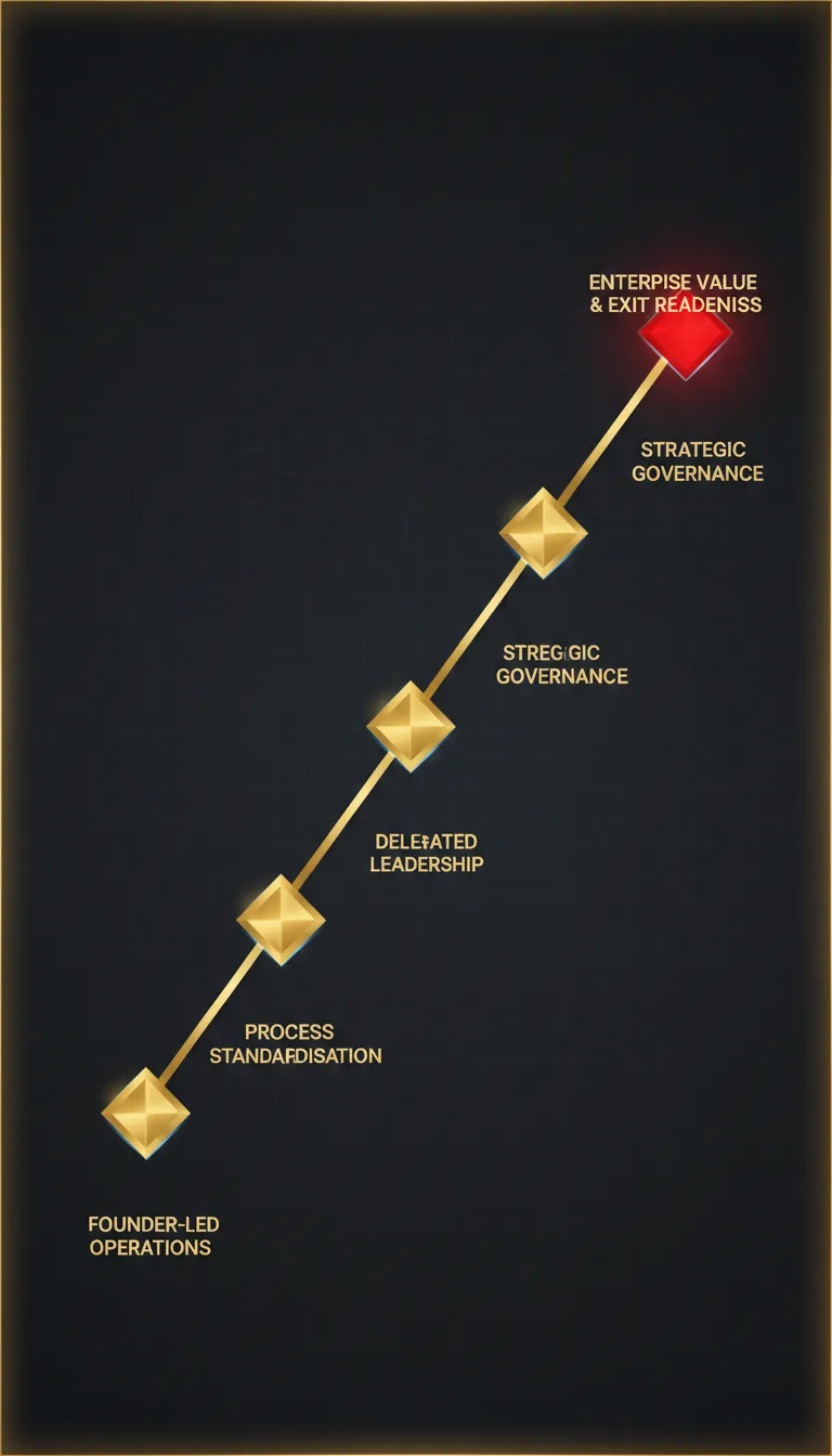 Technical roadmap graphic from Owner Dependency to Enterprise Value