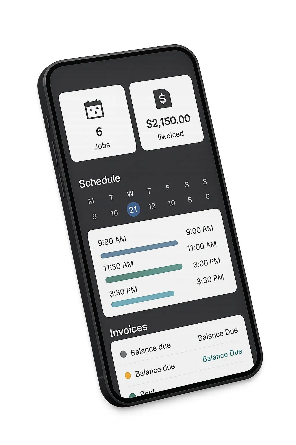 VoltFlow mobile scheduling and automated dispatch dashboard app cutout