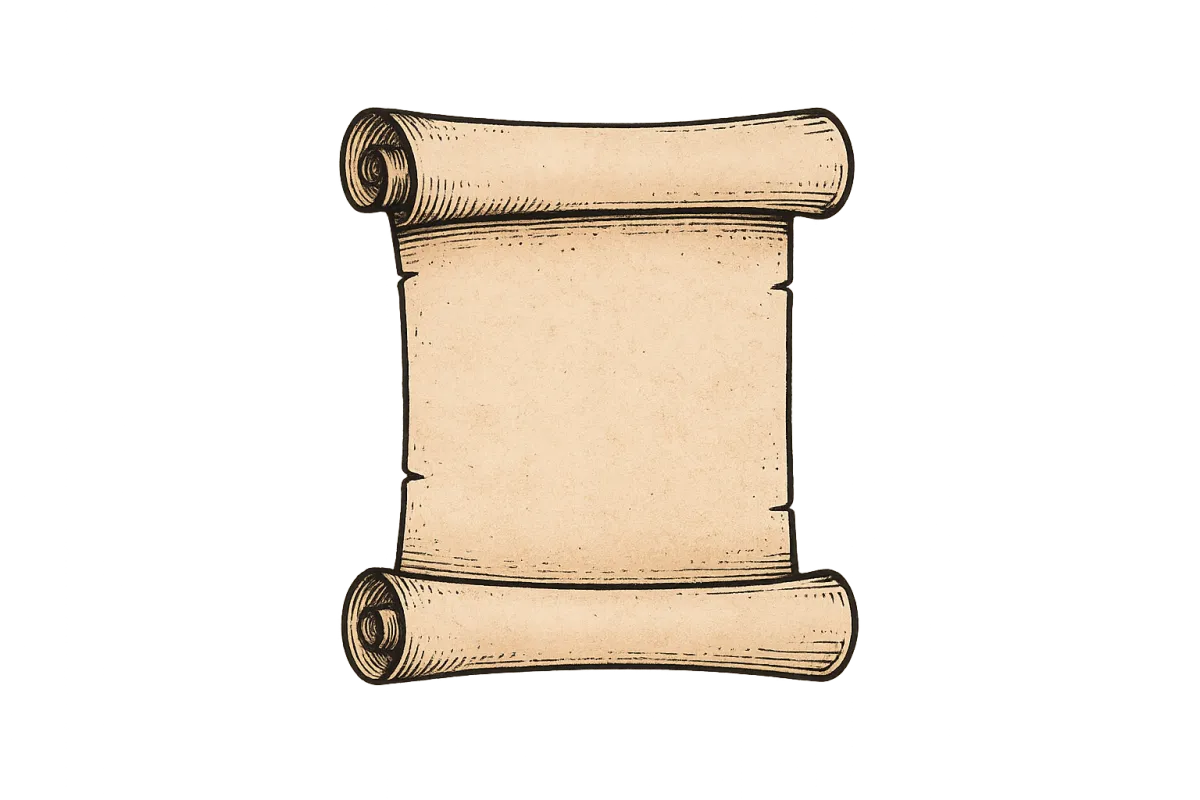 Minimal manuscript scroll illustration for the Institute Roadmap hero section