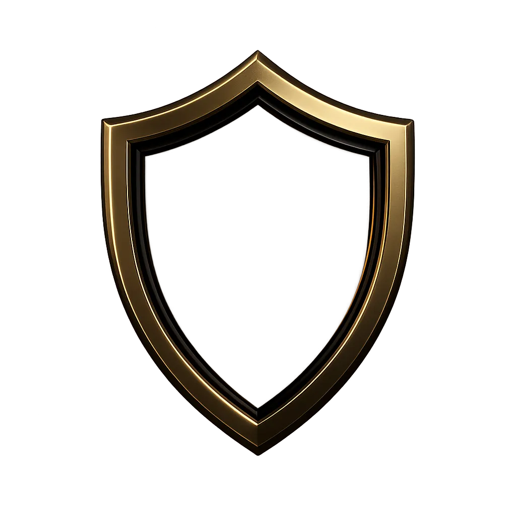 Premium metallic gold abstract shield security emblem cutout