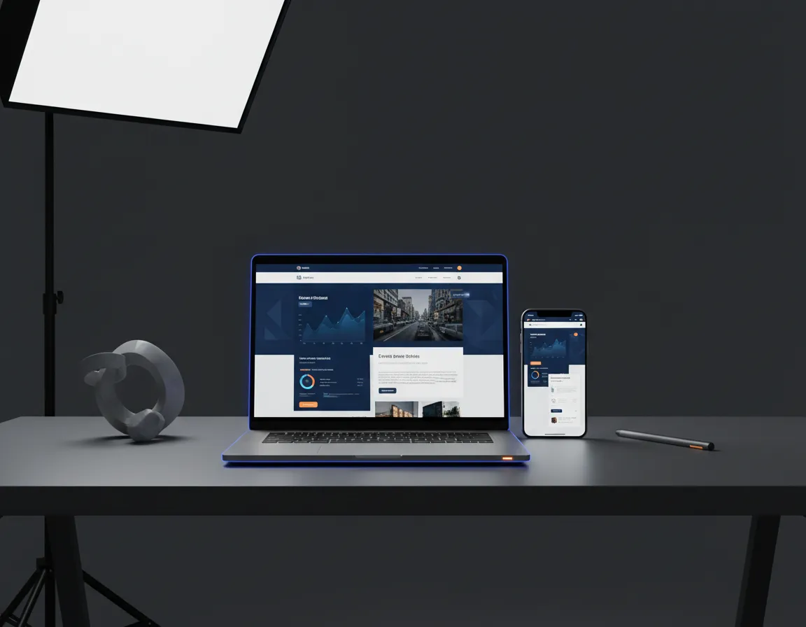 Modern website dashboard on laptop and mobile