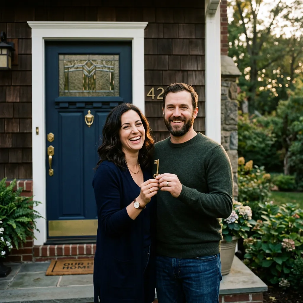 Marcus and Elena Vance holding the keys to their new craftsman home