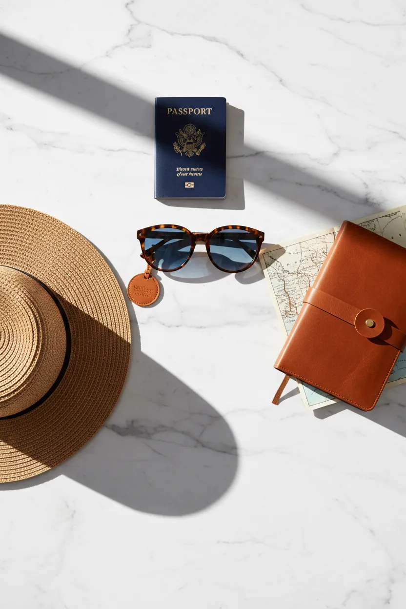 A luxurious travel lifestyle photo showing a beautiful destination
