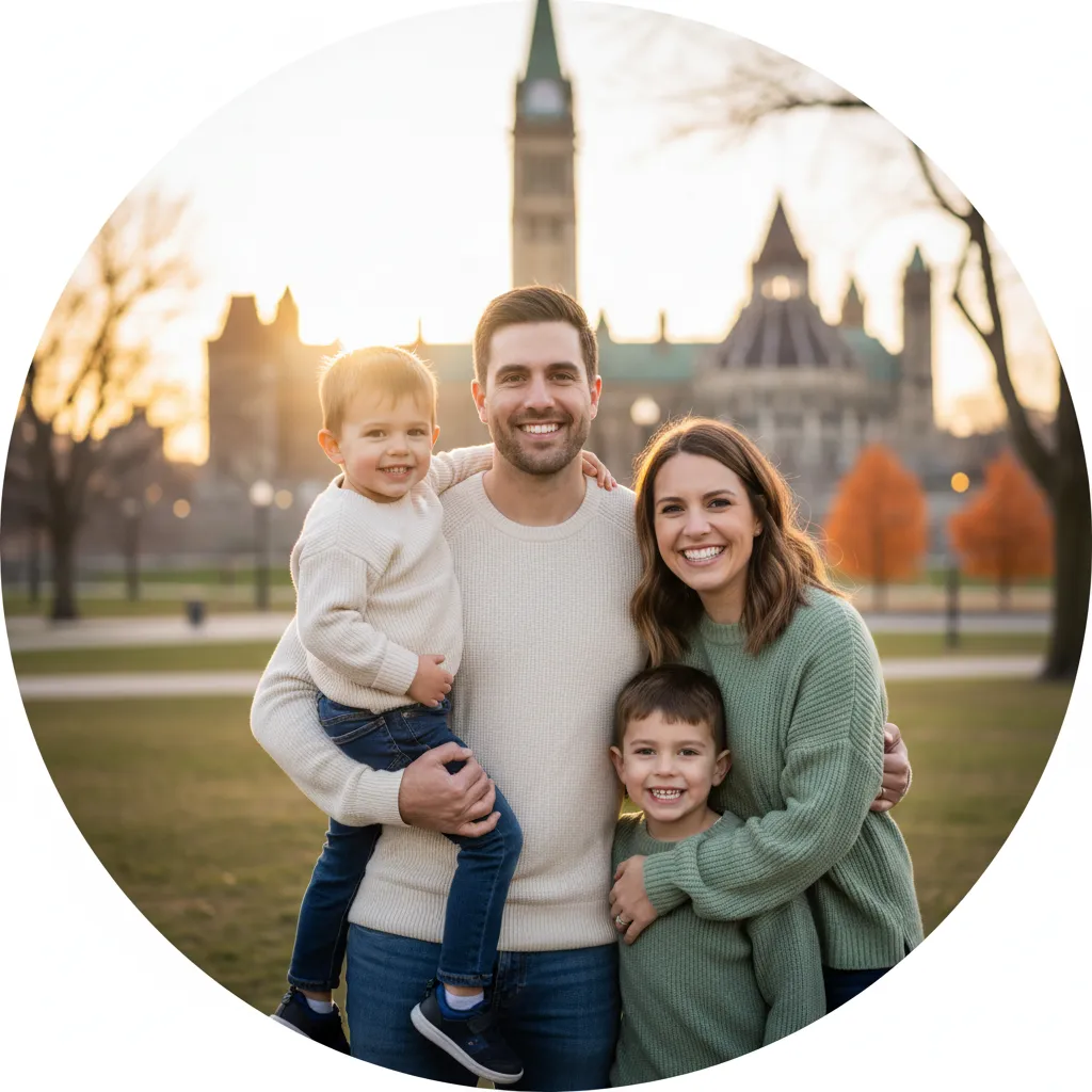 Photo d'une famille souriante
