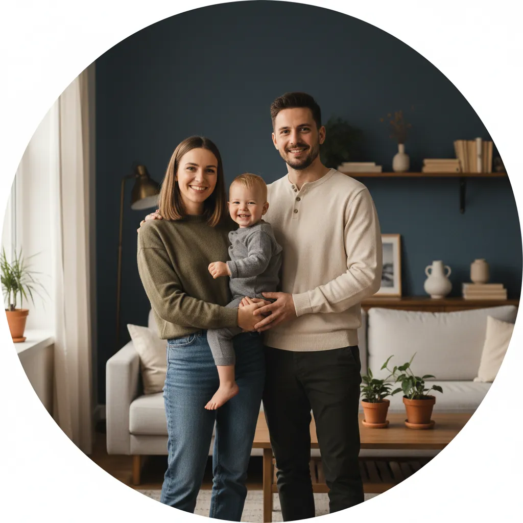 Photo d'un jeune couple avec enfant