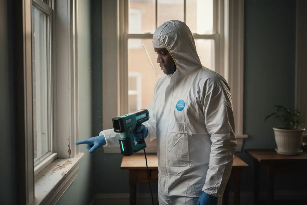 Professional lead safe inspector conducting a test in Philadelphia