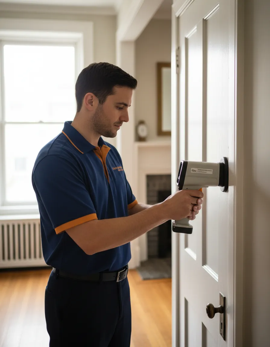 Professional lead inspector conducting a residential test in Philadelphia