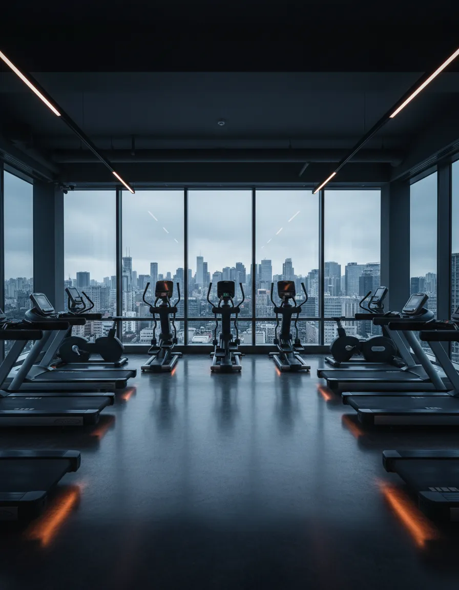 Gimnasio panorámico con equipamiento de primer nivel