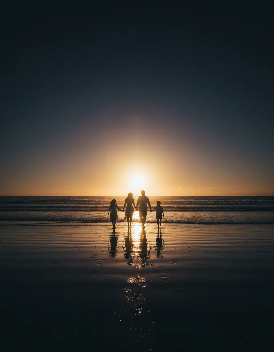 Familia disfrutando de la costa