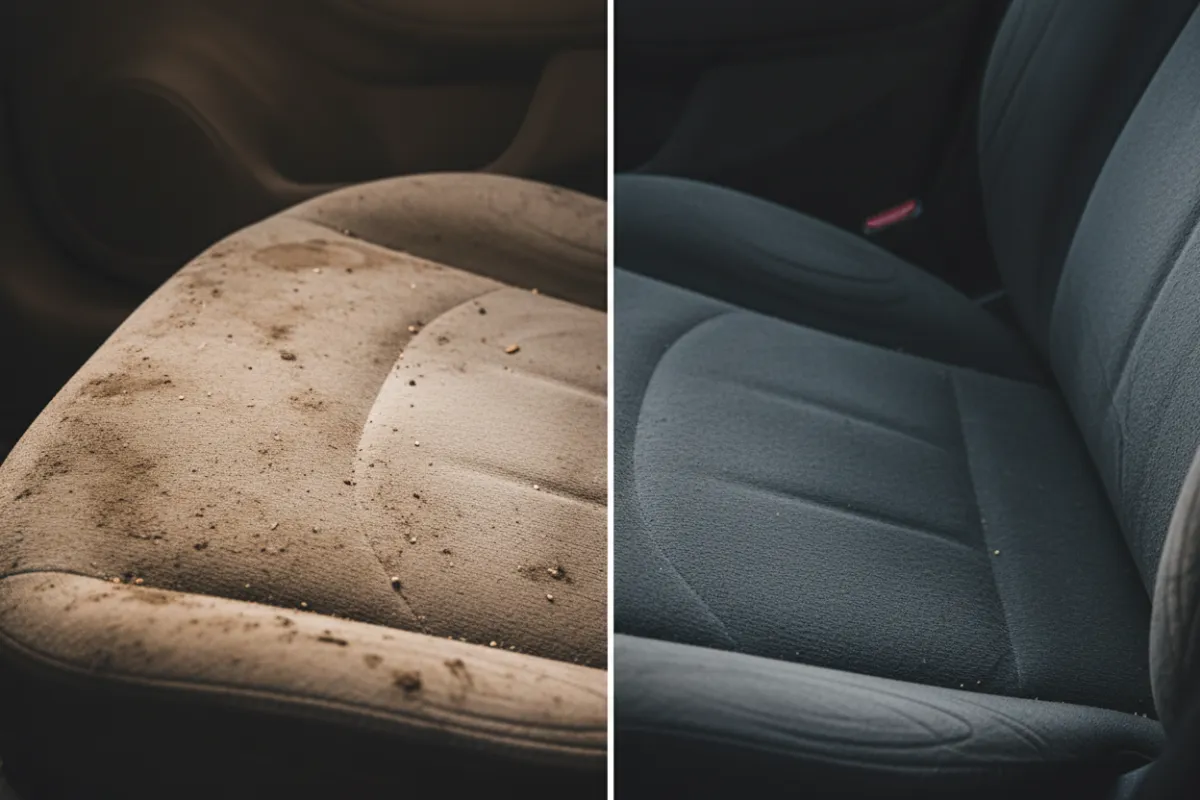 Pranie tapicerki — efekt przed i po