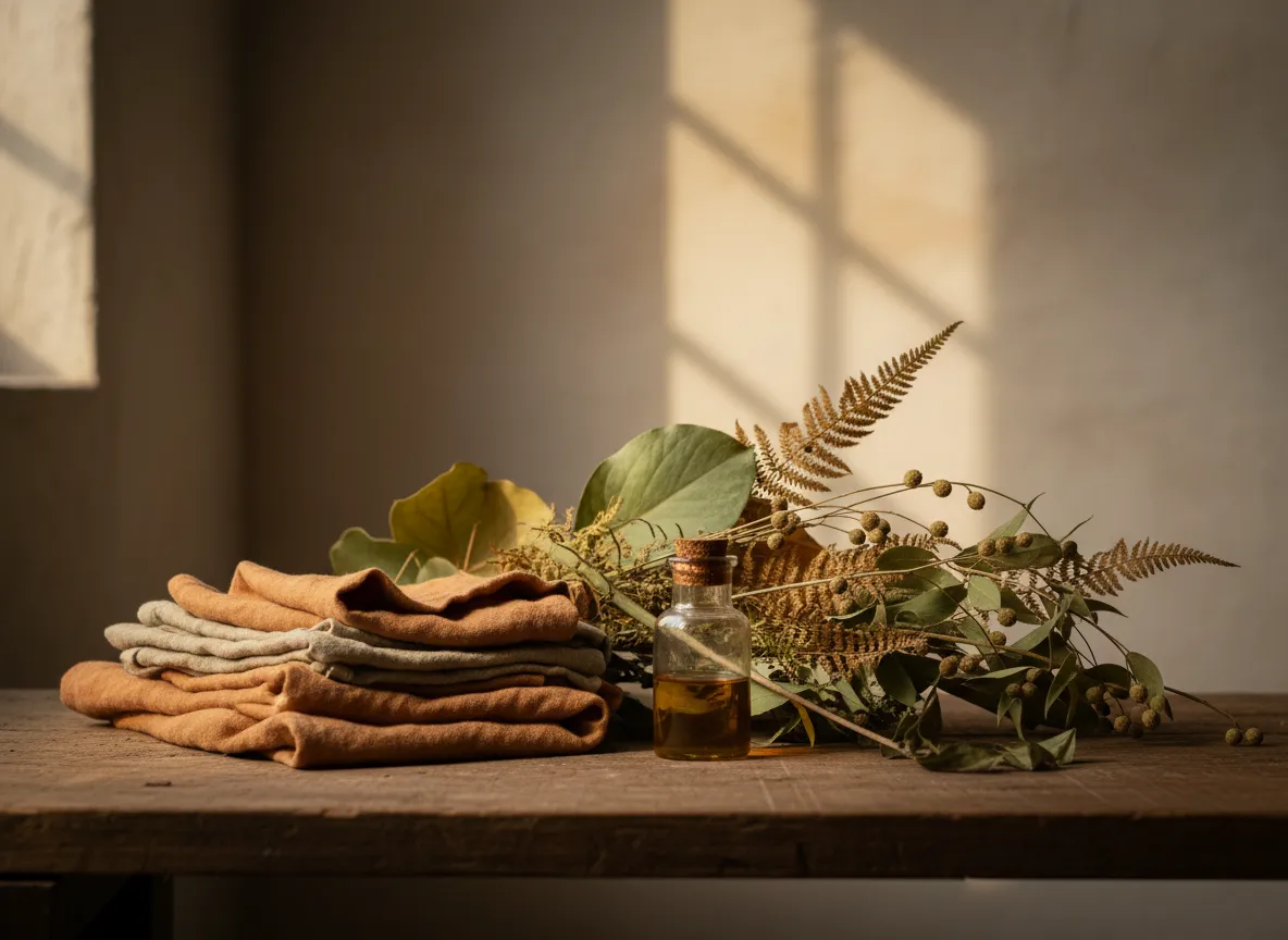 Botanical textures and calming studio details