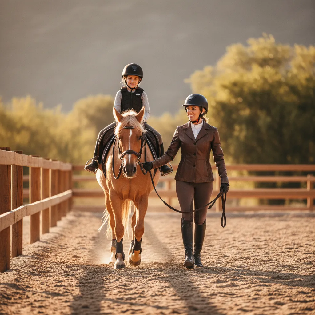 Beginner horseback riding lesson