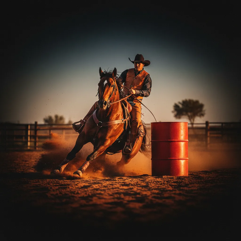 Advanced equestrian rider performing gymkhana