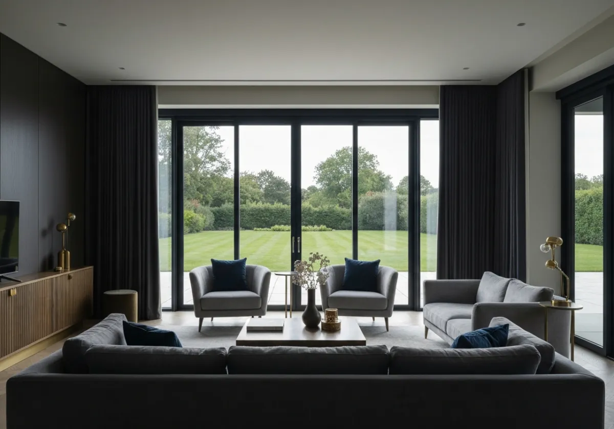 Luxury estate in Beverly Hills with expansive windows and manicured grounds