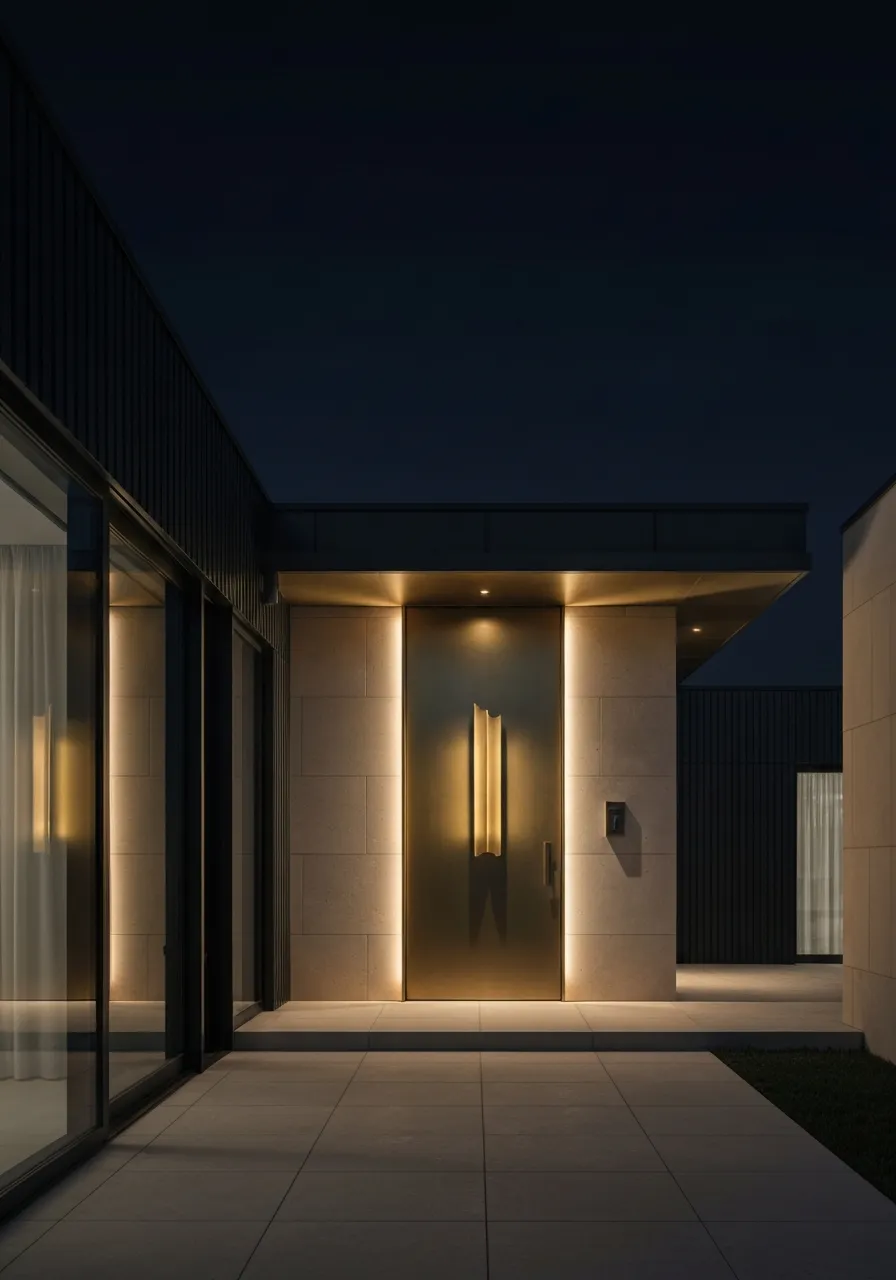 Luxury home at night showcasing precise architectural lighting design
