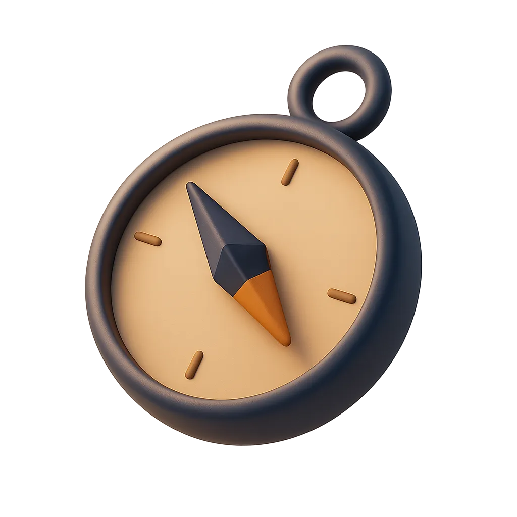 Sleek minimalist 3D compass conceptual art