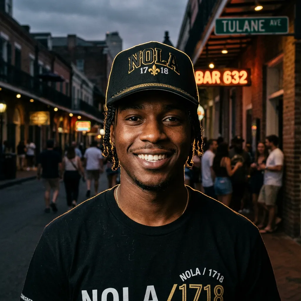 Customer portrait of Jamal K. in NOLA streetwear