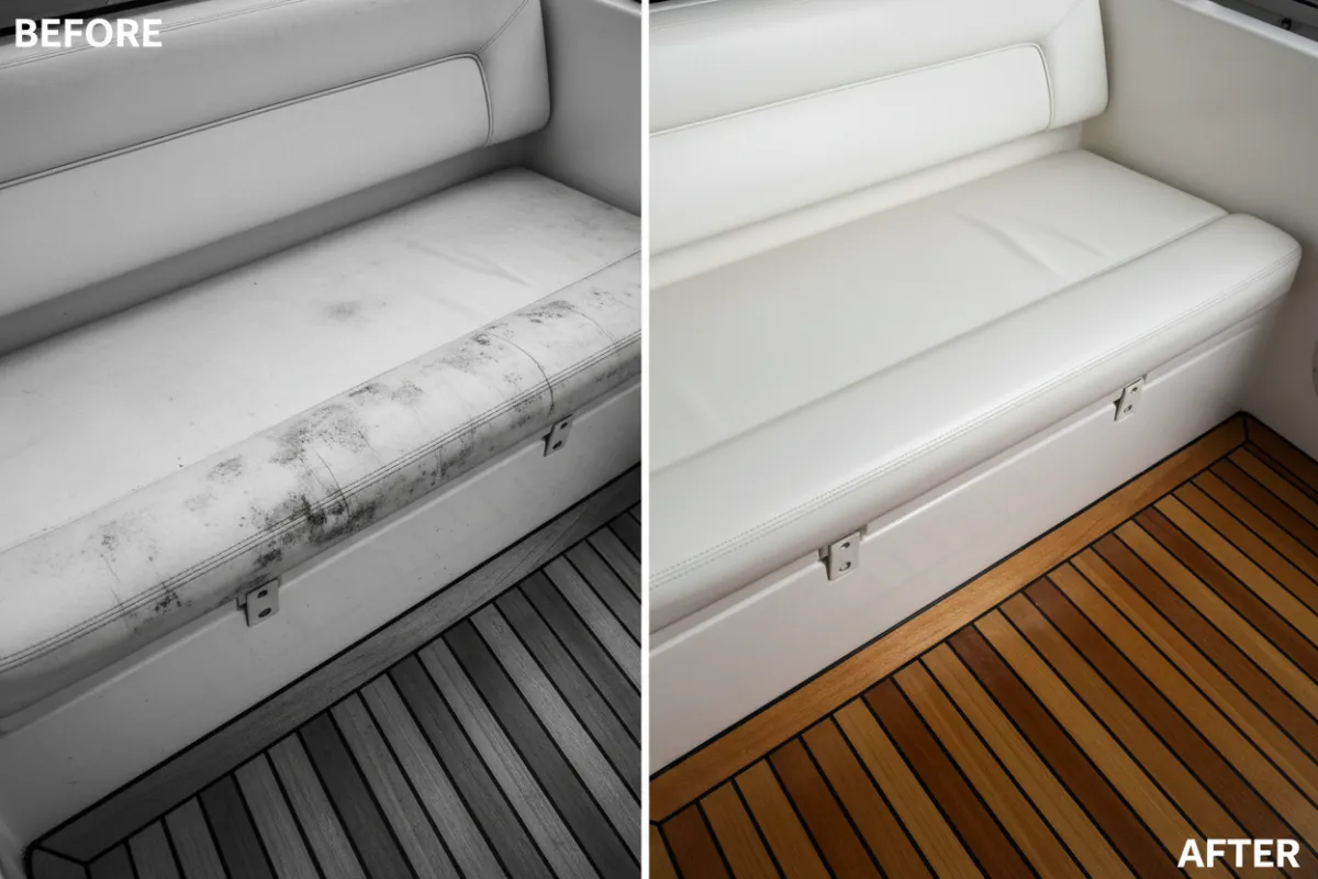 Antes y después: tapicería y cubierta de yate