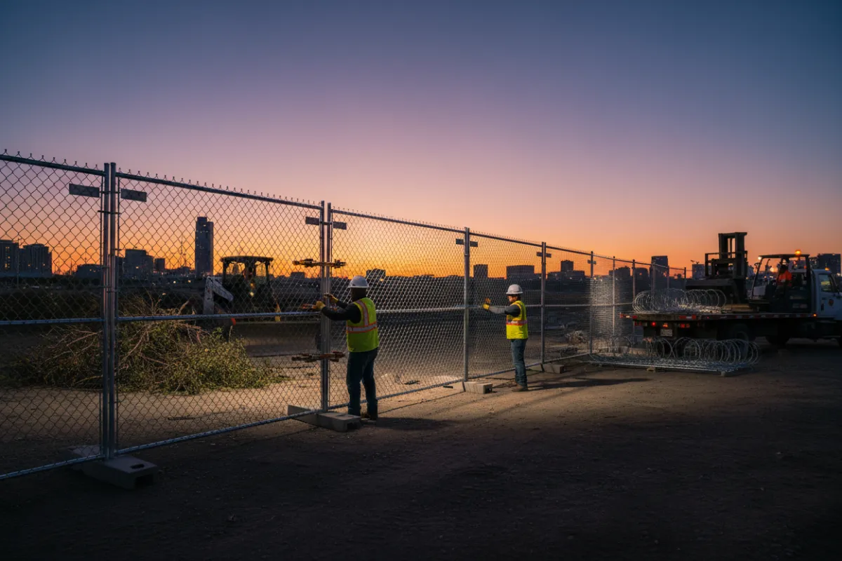 Installation de clôture autour d'un terrain — fermeture de terrain, pose de poteaux et grillage