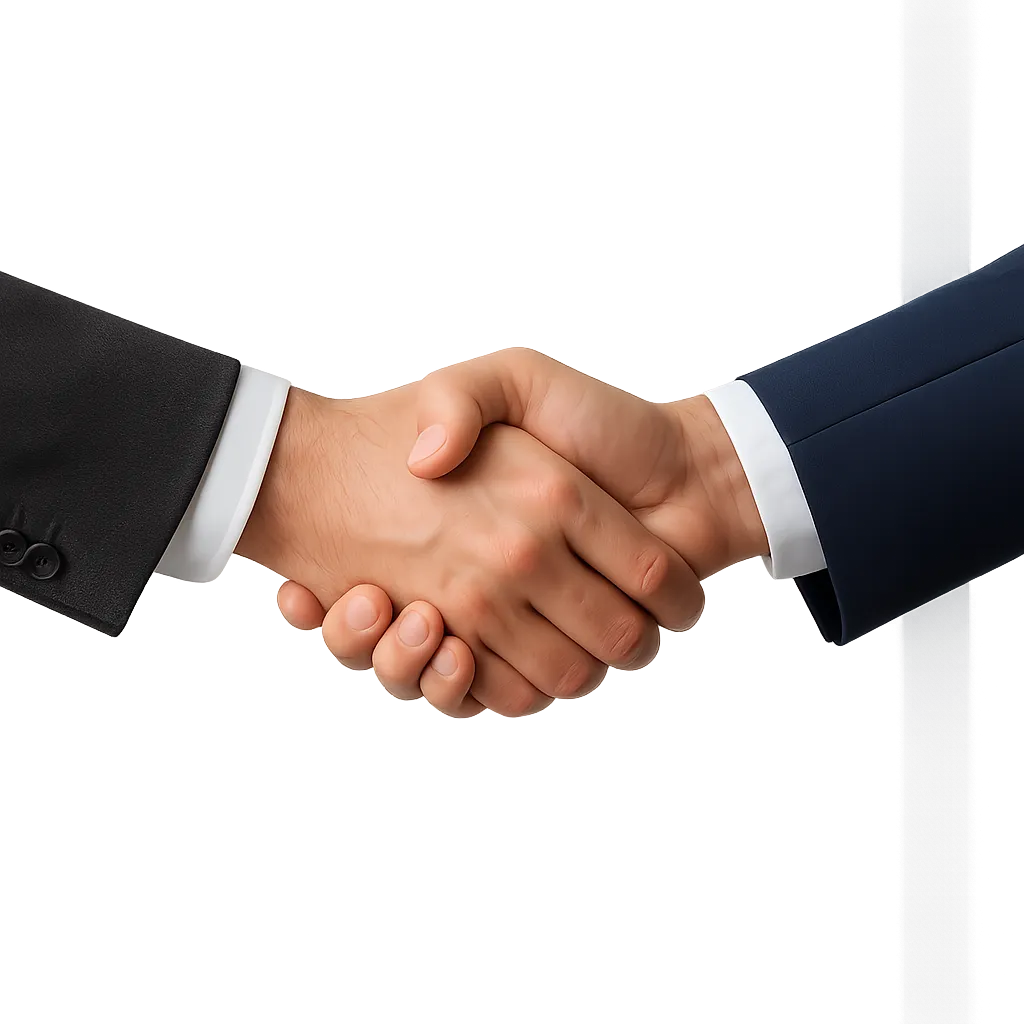 Professional shaking hands, representing transparency and trust in wholesale property buying