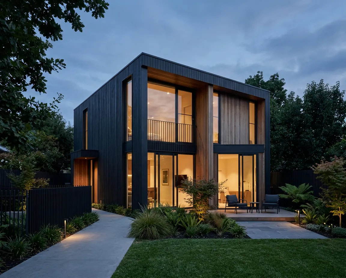 Architectural exterior of bespoke dual-occupancy secondary residence in Camberwell