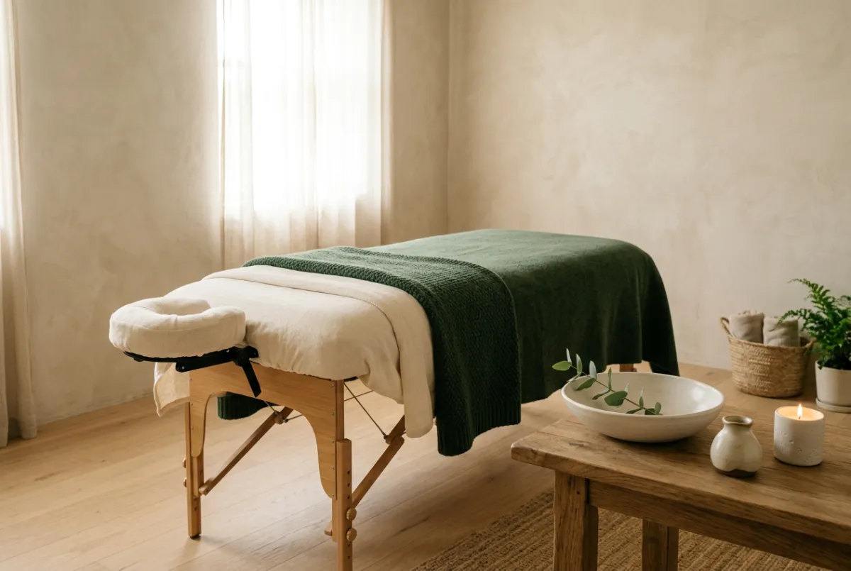 Calm and peaceful holistic wellness session environment